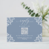 ダスティーエレガントブルーヴィンテージウェディングQRコード 出欠カード (スタンド正面)