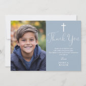 ダスティーエレガントブルー写真第1聖餐式 サンキューカード (正面)
