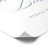 ダスティーエレガントブルー書道ゲストブック結婚ズ ポスター (角)