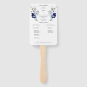 ダスティーエレガントブルー海軍の式結婚プログラム ハンドファン (裏面)