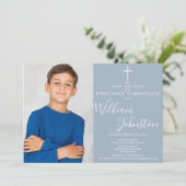 ダスティーエレガントブルー第一聖餐式の写真 セーブザデート (スタンド正面)