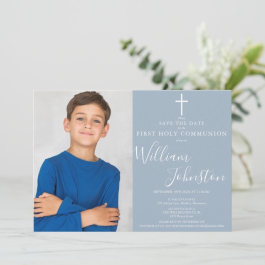 ダスティーエレガントブルー第一聖餐式の写真 セーブザデート (スタンド正面)