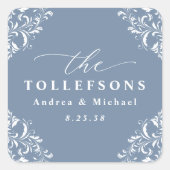 ダスティーエレガントブルー結婚ズクラシック スクエアシール (正面)
