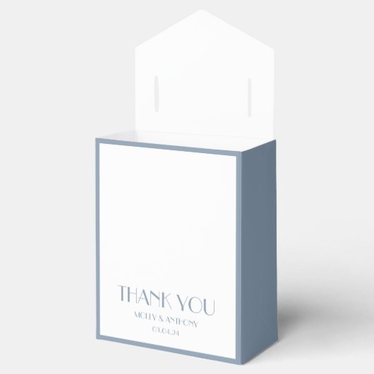 ダスティーエレガントブルー結婚式の引き出物ボックス フェイバーボックス (オープン)