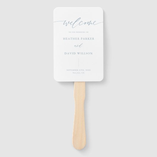 ダスティーエレガントブルー結婚式 プログラム ハンドファン (正面)