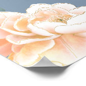 ダスティーエレガントブルー赤面金ゴールドピーチフローラズ結婚 ポスター (角)