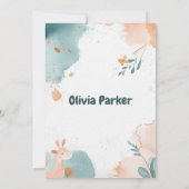 ダスティーエレガントブルー&銅の水の色ベビーシャワー 招待状 (裏面)