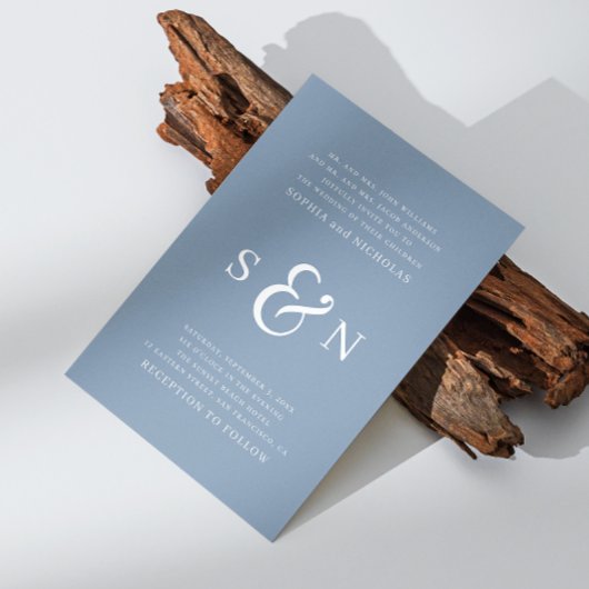 ダスティーエレガントブ航海のタイポグラフィ結婚ズ 招待状