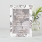 ダスティーエレガントモダンピンクローズフローラ婚約 案内状 (スタンド正面)