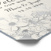 ダスティーエレガント・ブルー結婚の歓迎ポスター ポスター (角)