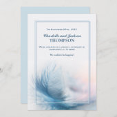 ダスティーエレガント・ブルー結婚フェザー発表 案内状 (正面/裏面)