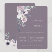 ダスティーガーデン フローラル バイオレット ウェディング 招待状 (正面/裏面)