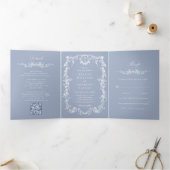 ダスティークラシックブフランスのビクトリアンフローラ結婚ズ 三つ折り招待状 (内部)