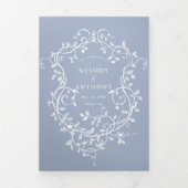 ダスティークラシックブフランスのビクトリアンフローラ結婚ズ 三つ折り招待状 (カバー)