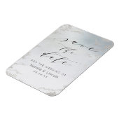 ダスティーグラデーションブルーフロステッド結婚式の日付を保存 マグネット (左側)