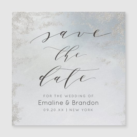 ダスティーグラデーションブルーフロステッド銀箔デートを保存 (正面)