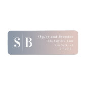 ダスティーグラデーションブルー&ピンク結婚ズ差出人住所 ラベル (正面)