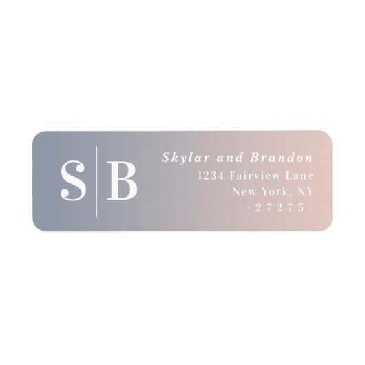 ダスティーグラデーションブルー&ピンク結婚ズ差出人住所 ラベル (正面)
