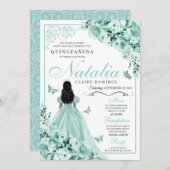 ダスティーグリーンローズプリンセスドレス キンチェアネラ 招待状 (正面/裏面)