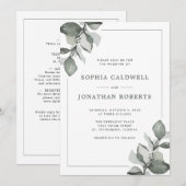 ダスティーグリーン ユーカリ 全てを一つに エレガントなウェディング 招待状 (正面/裏面)