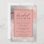 ダスティーコーラル モダン アブストラクト ブライダルシャワー 招待状 (正面)
