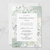 ダスティーサージの水彩花のブライズメイドのランチョン 招待状 (正面)