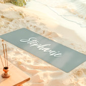 ダスティーサージグリーン カスタムネーム シンプル ヨガマット