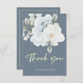 ダスティーシンプルブエレガントルミニマルフローラ結婚ズ サンキューカード (正面/裏面)