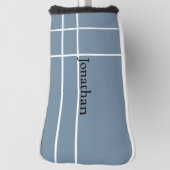 ダスティーシンプルブルーブラックミニマル名前をカスタムする ゴルフヘッドカバー (回転90)