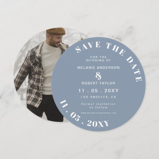 ダスティーシンプルブルー救の写真を保存 セーブザデート (正面/裏面)