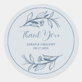 ダスティーシンプルブルー結婚式の引き出物 ラウンドシール (正面)