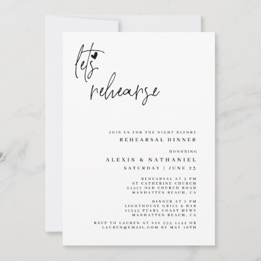 ダスティージェの前の夜のリハーサルをしよう 招待状 (正面)