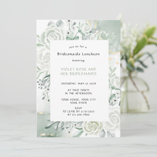 ダスティージュウォーターカラーフローラブリデスメイドランチョン 招待状 (スタンド正面)