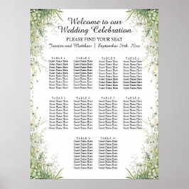 ダスティージュグリーンの花10テーブル結婚の座席 ポスター