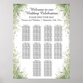 ダスティージュグリーンの花10テーブル結婚の座席 ポスター
