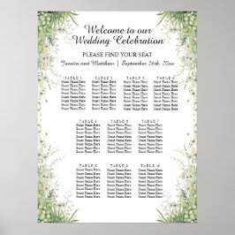 ダスティージュグリーンの花10テーブル結婚の座席 ポスター