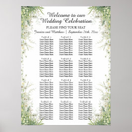 ダスティージュグリーンの花12テーブル結婚の座席 ポスター