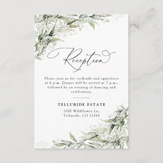 ダスティージュグリーンウェディングレセプションカード エンクロージャーカード (正面)