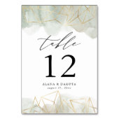 ダスティージュグリーンウォーター色金ゴールド幾何結婚の テーブルナンバー (裏面)