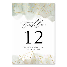 ダスティージュグリーンウォーター色金ゴールド幾何結婚の テーブルナンバー
