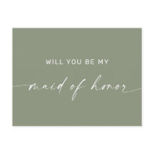 ダスティージュグリーンミニマリストメイド・オブ・オーナー（花嫁付き添い人）案