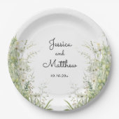 ダスティージュグリーン結婚の花 ペーパープレート (正面)