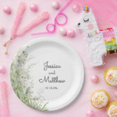 ダスティージュグリーン結婚の花 ペーパープレート (パーティー)