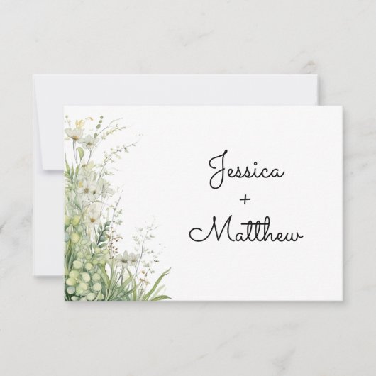 ダスティージュグリーン結婚の花 出欠カード (正面)