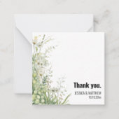 ダスティージュグリーン結婚フラワーズサンキューカード ノートカード (正面)