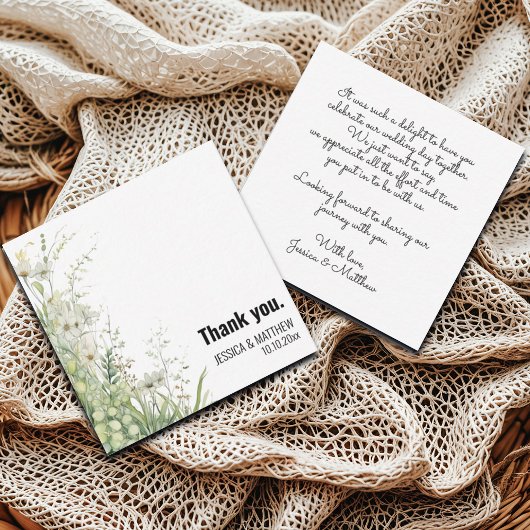 ダスティージュグリーン結婚フラワーズサンキューカード ノートカード
