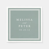 ダスティージュグリーン |クラシックパーソナライズされた結婚の スタンダードカクテルナプキン (正面)