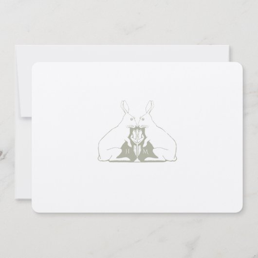 ダスティージュグリーンDate Rabbit Scrollworkを保存 招待状 (裏面)