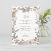 ダスティージュラベンダーボタニカルフローラブライダルシャワー 招待状 (スタンド正面)