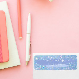 ダスティースタイリッシュブルーグリッター差出人住所ラベル ラベル